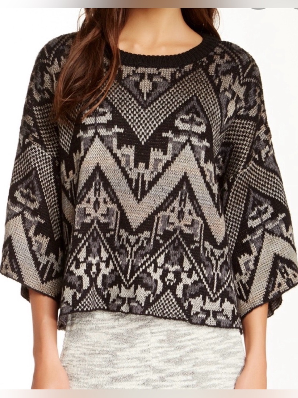 Free People Superstar Faeri Sweater in Black Combo
